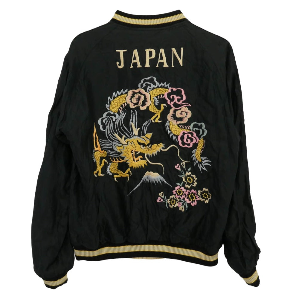 TAILOR TOYO テイラー東洋 TT15273 RED TIGER × GOLD DRAGON 赤虎 金龍 リバーシブル アセテート スカジャン スーベニア ジャケット ブラック系 ライトイエロー系 L【中古】