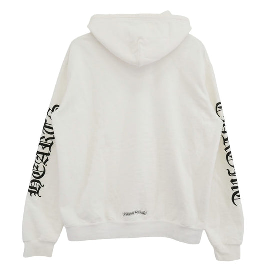 CHROME HEARTS クロムハーツ（原本無） SWTSHRT HD ZIP 袖ロゴ アームロゴプリント ジップアップ パーカー 白 オフホワイト系 M【中古】