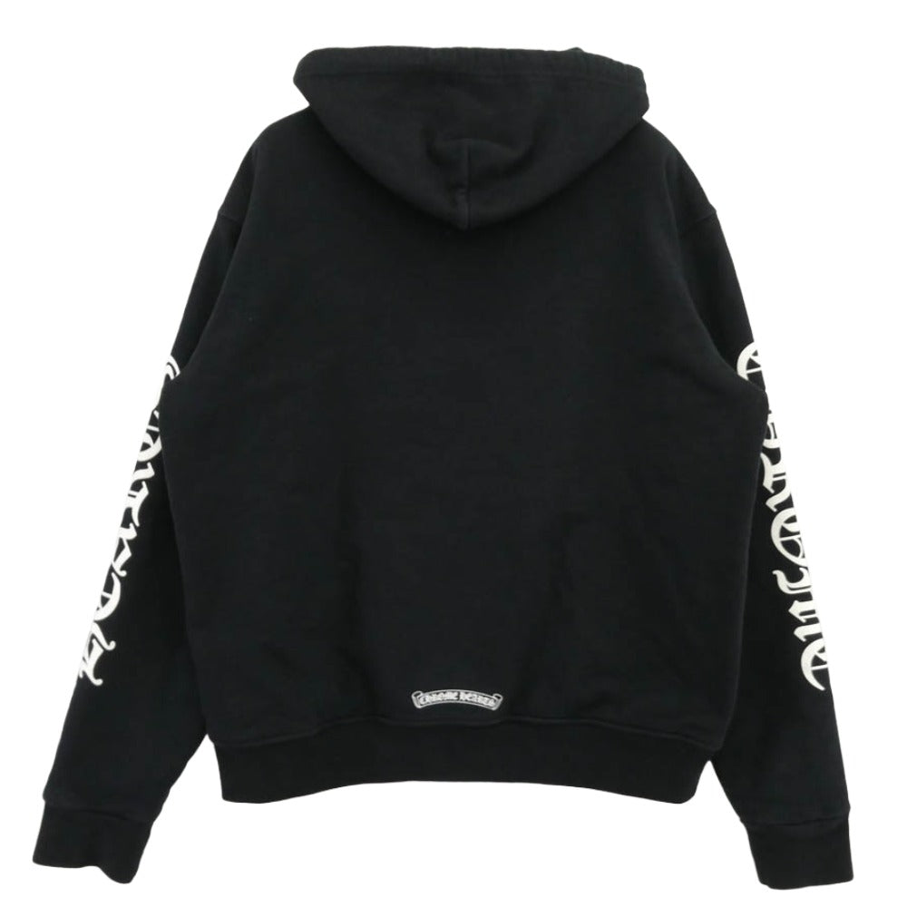 CHROME HEARTS クロムハーツ（原本無） SWTSHRT HD ZIP 裏地サーマル 袖ロゴ アームロゴプリント ジップアップ パーカー 黒 ブラック系 M【中古】