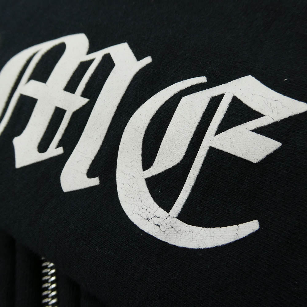 CHROME HEARTS クロムハーツ（原本無） SWTSHRT HD ZIP 裏地サーマル 袖ロゴ アームロゴプリント ジップアップ パーカー 黒 ブラック系 M【中古】