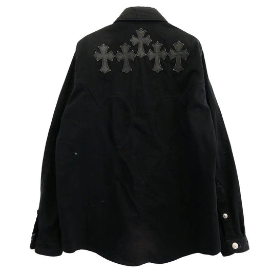 CHROME HEARTS クロムハーツ（原本無） セメタリークロスパッチ バックフレアニー ウエスタン デニムジャケット ブラック系 シルバー系 M【中古】