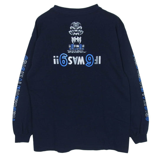 TENDERLOIN テンダーロイン 22SS 2A 袖プリント ロゴ ロングスリーブ 長袖 Tシャツ ネイビー系 L【中古】