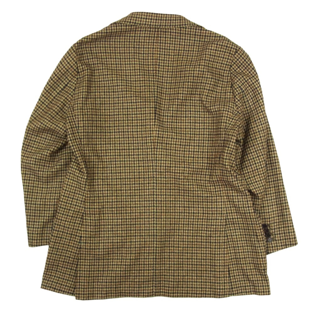ラベラ サルトリア ナポレターナ 3B 千鳥格子柄 ウール カシミヤ テーラード ジャケット ブラウン系 52【中古】