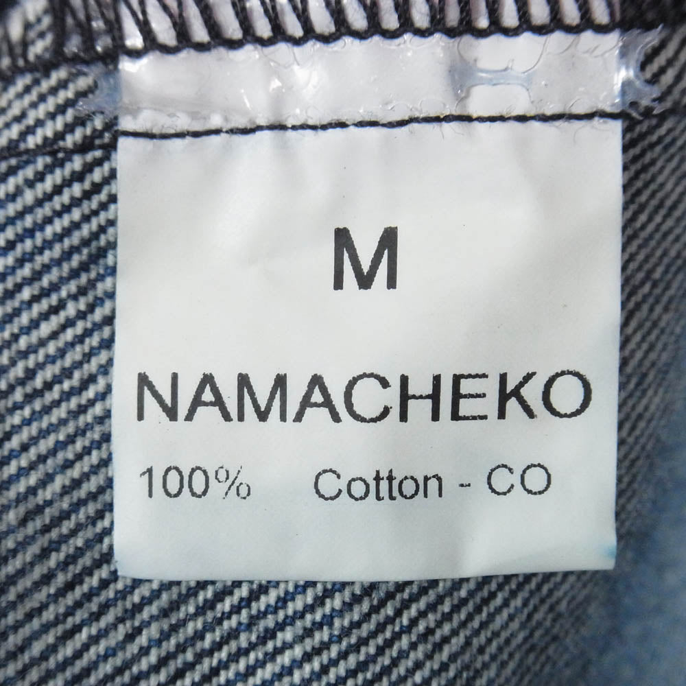 ナマチェコ WAX PAINT DENIM ワックス グラデーション ペイント デニム パンツ インディゴブルー系 M【中古】