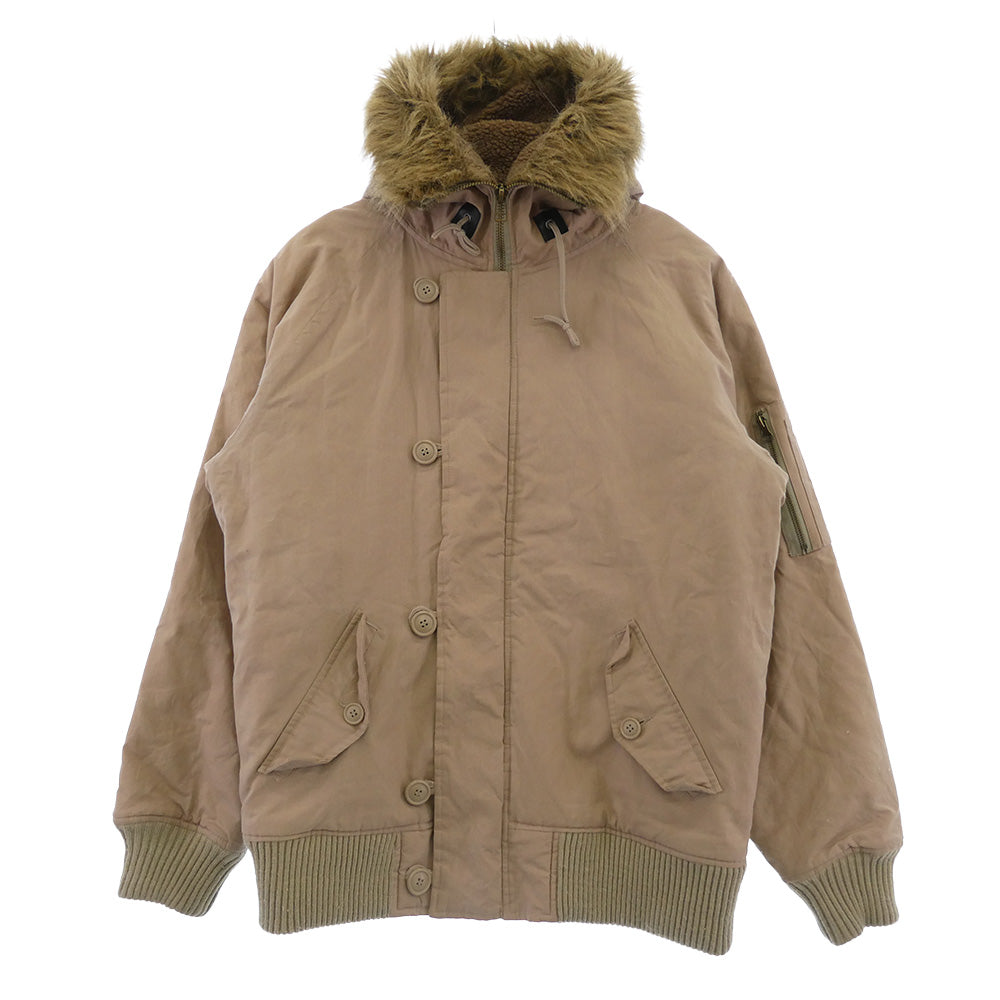 WOOLRICH ウールリッチ 2W5-9413 ファー付き ミリタリー フード ジャケット ベージュ系 L【中古】