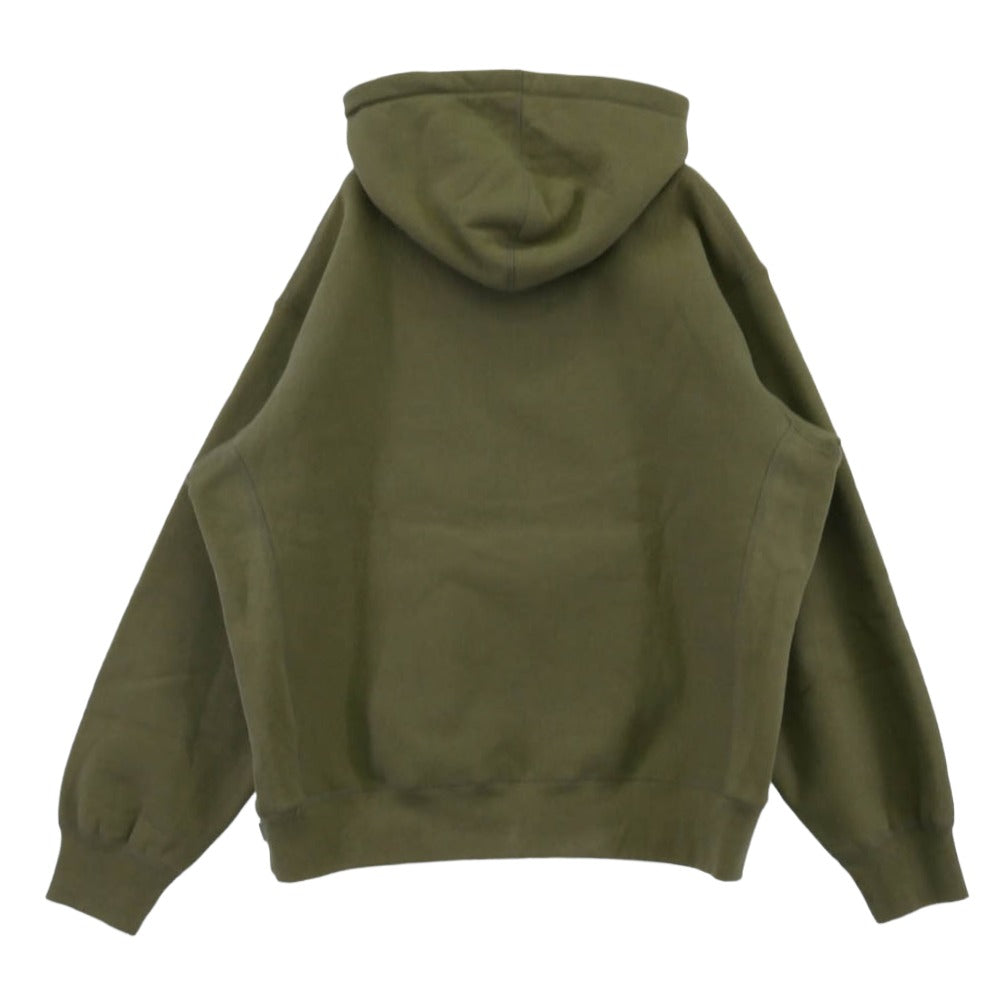 Supreme シュプリーム 23AW Raised Script Hooded Sweatshirt ロゴ刺繍 レイズド スクリプト プルオーバーパーカー フーディ グリーン系 M【中古】