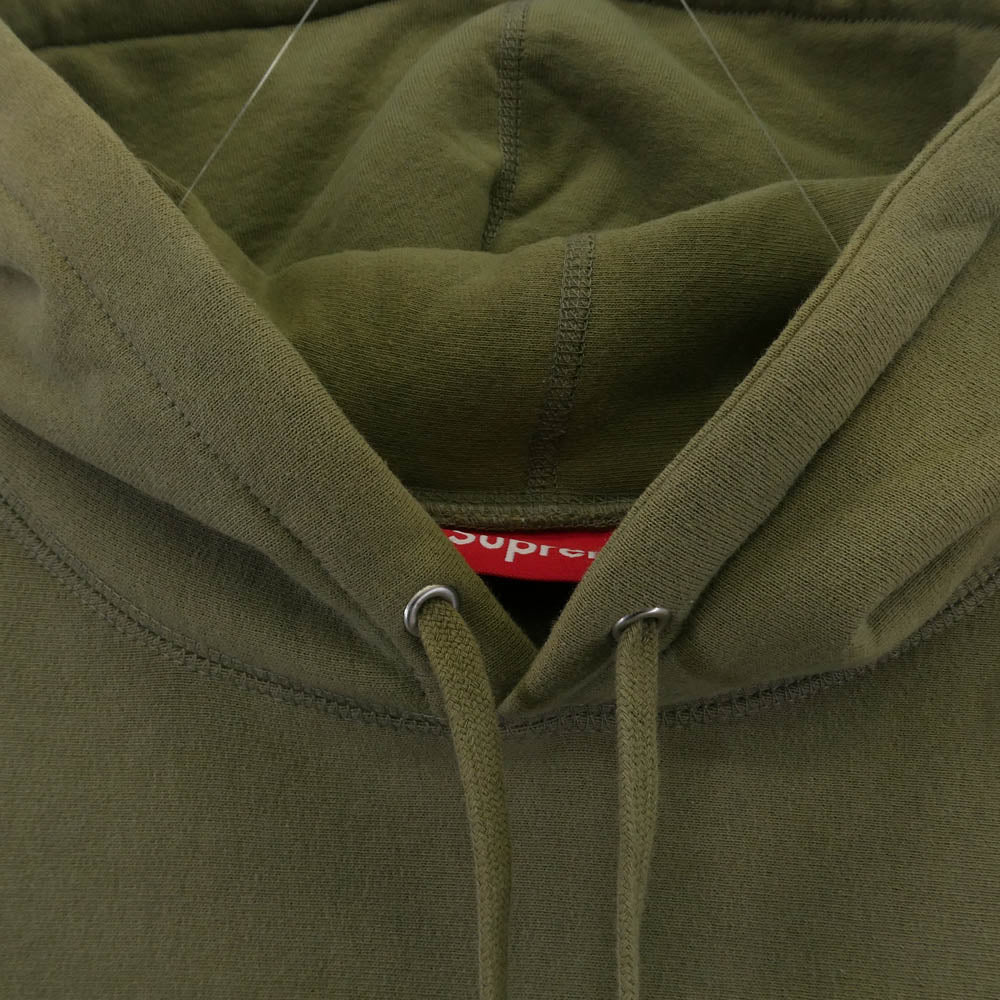 Supreme シュプリーム 23AW Raised Script Hooded Sweatshirt ロゴ刺繍 レイズド スクリプト プルオーバーパーカー フーディ グリーン系 M【中古】