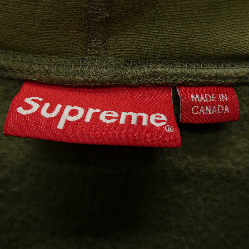 Supreme シュプリーム 23AW Raised Script Hooded Sweatshirt ロゴ刺繍 レイズド スクリプト プルオーバーパーカー フーディ グリーン系 M【中古】