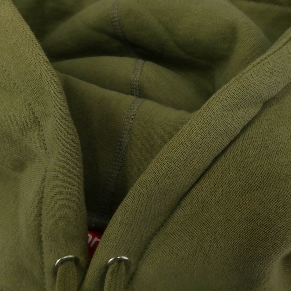 Supreme シュプリーム 23AW Raised Script Hooded Sweatshirt ロゴ刺繍 レイズド スクリプト プルオーバーパーカー フーディ グリーン系 M【中古】