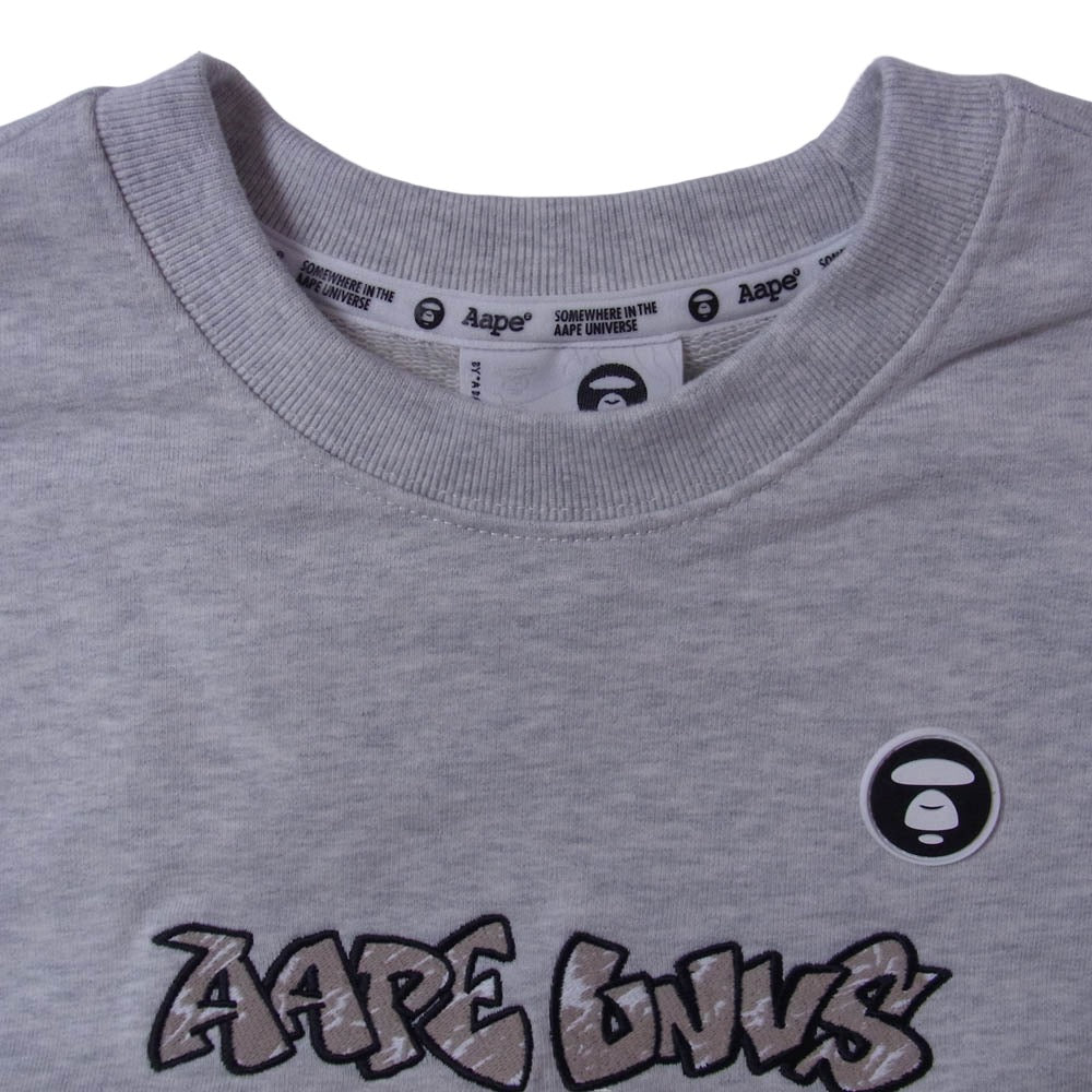 A BATHING APE アベイシングエイプ 23AW AAPSWMA360XXL logo embroidered crew neck vest ロゴ クルーネック スウェット ベスト グレー系 S【美品】【中古】