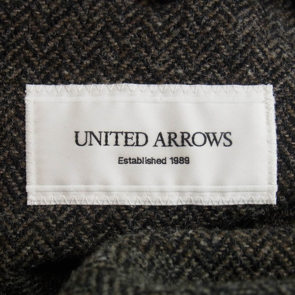 UNITED ARROWS ユナイテッドアローズ 1122-110-4447 ヘリンボーン ツイード 2B テーラード ジャケット ダークブラウン系 44【中古】
