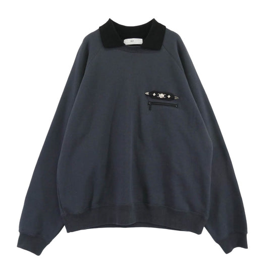 TOGA トーガ 24SS TV261-JL312 POLO COLLAR SWEATSHIRT ジップポケット ポロ カラー コットン 長袖 スウェットシャツ チャコール系 ブラック系 36【美品】【中古】