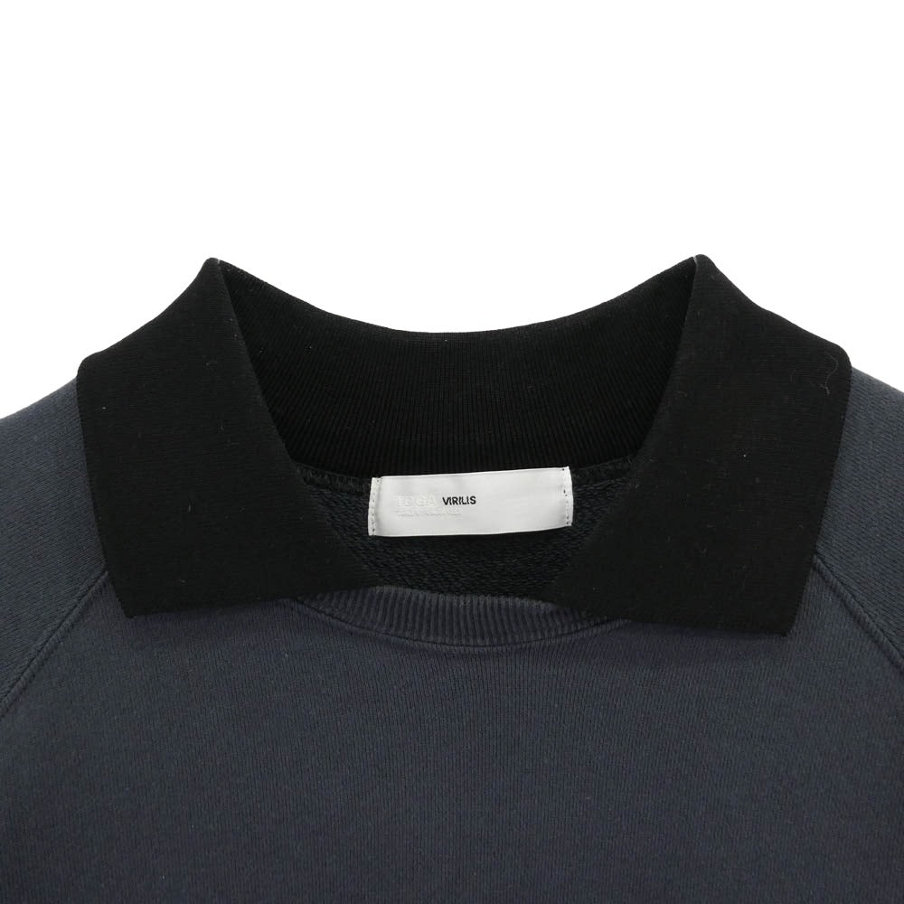 TOGA トーガ 24SS TV261-JL312 POLO COLLAR SWEATSHIRT ジップポケット ポロ カラー コットン 長袖 スウェットシャツ チャコール系 ブラック系 36【美品】【中古】