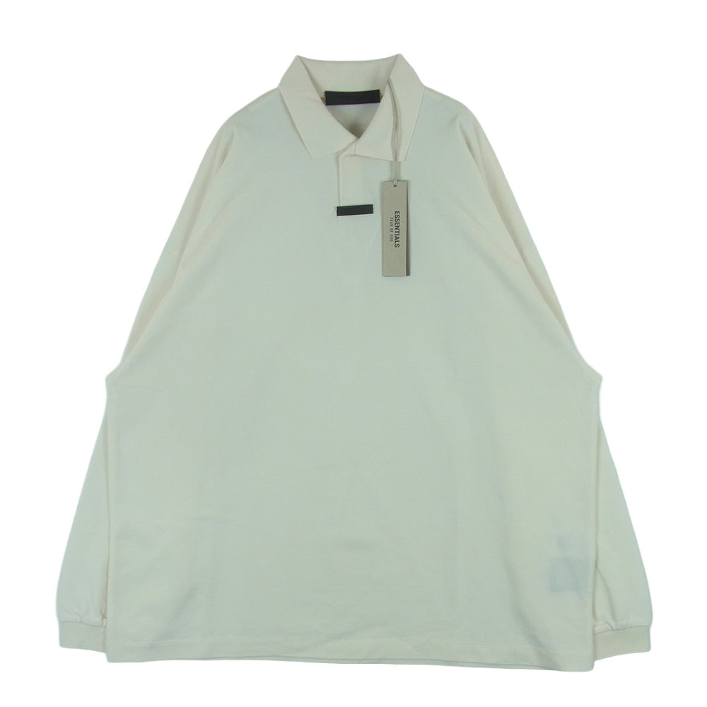 FEAR OF GOD フィアオブゴッド 125BT244322F Essentials エッセンシャルズ Pique Long Sleeve Polo SHELL ピケ 長袖 ポロ シャツ オフホワイト系 S【美品】【中古】