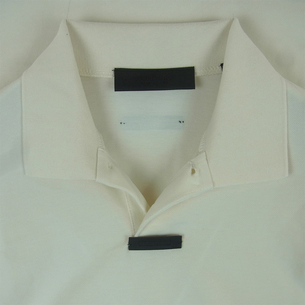 FEAR OF GOD フィアオブゴッド 125BT244322F Essentials エッセンシャルズ Pique Long Sleeve Polo SHELL ピケ 長袖 ポロ シャツ オフホワイト系 S【美品】【中古】