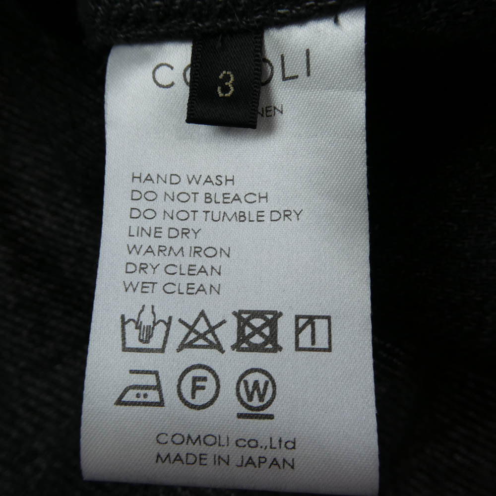 COMOLI コモリ 22SS V01-01010 リネン スタンドカラー ジャケット ブラック系 3【中古】