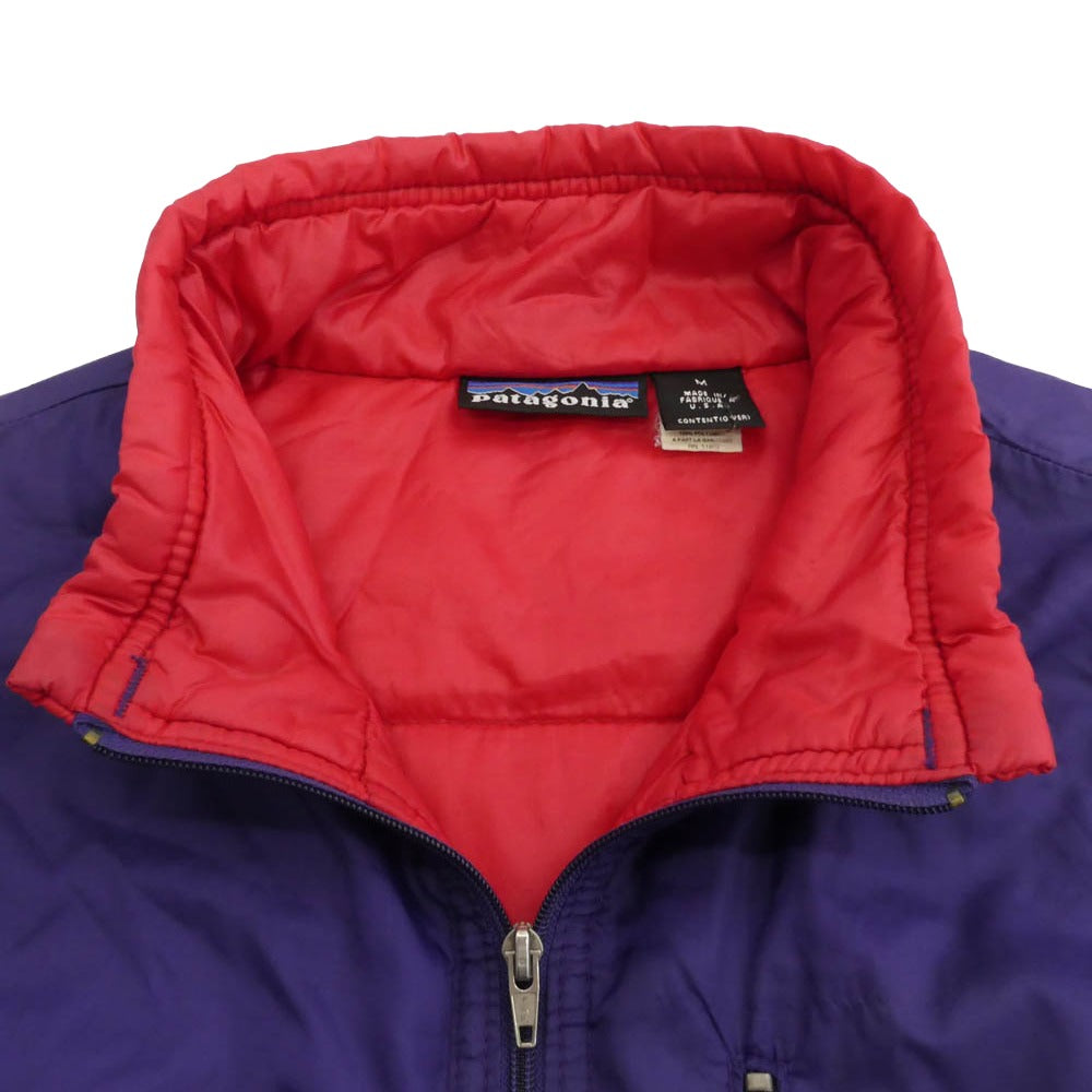 patagonia パタゴニア 98AW 84018 90S USA製 PUFFBALL VEST パフボール ベスト ハーフジップ 中綿 ベスト リップストップ パープル系 レッド系 M【中古】