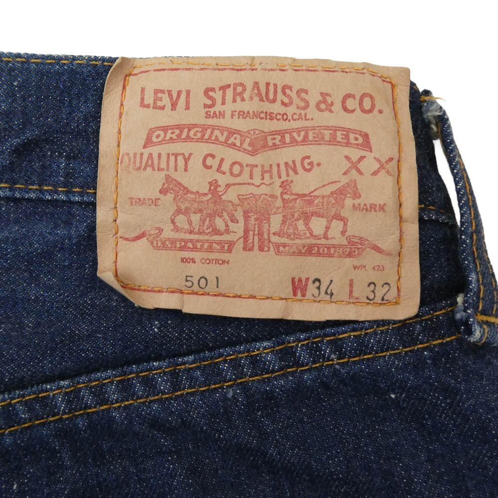 Levi's リーバイス 70s ヴィンテージ 濃紺 501 66前期 BIGE ビッグE 両面不均等V ボタン裏刻印2 デニム パンツ ジーンズ W34 L32 インディゴブルー系 W34/L32【美品】【中古】