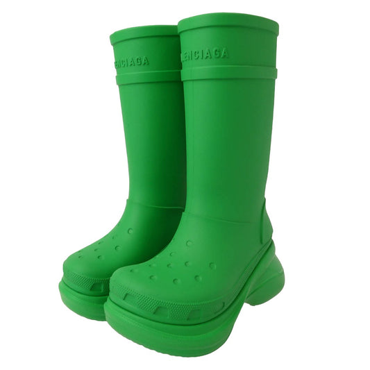 BALENCIAGA バレンシアガ 411457 Crocs Boot Green クロックス ラバー ブーツ グリーン系 36【極上美品】【中古】