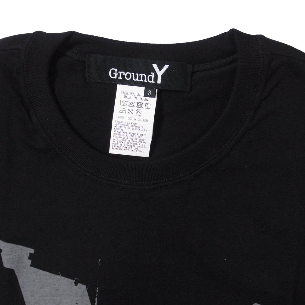 Yohji Yamamoto ヨウジヤマモト GL-T76-070 Ground Y グラウンドワイ COTTON JERSEY LOGO GRAPHIC T-SHIRT コットンジャージー グラフィック プリント 半袖 Tシャツ カットソー ブラック系 3【美品】【中古】