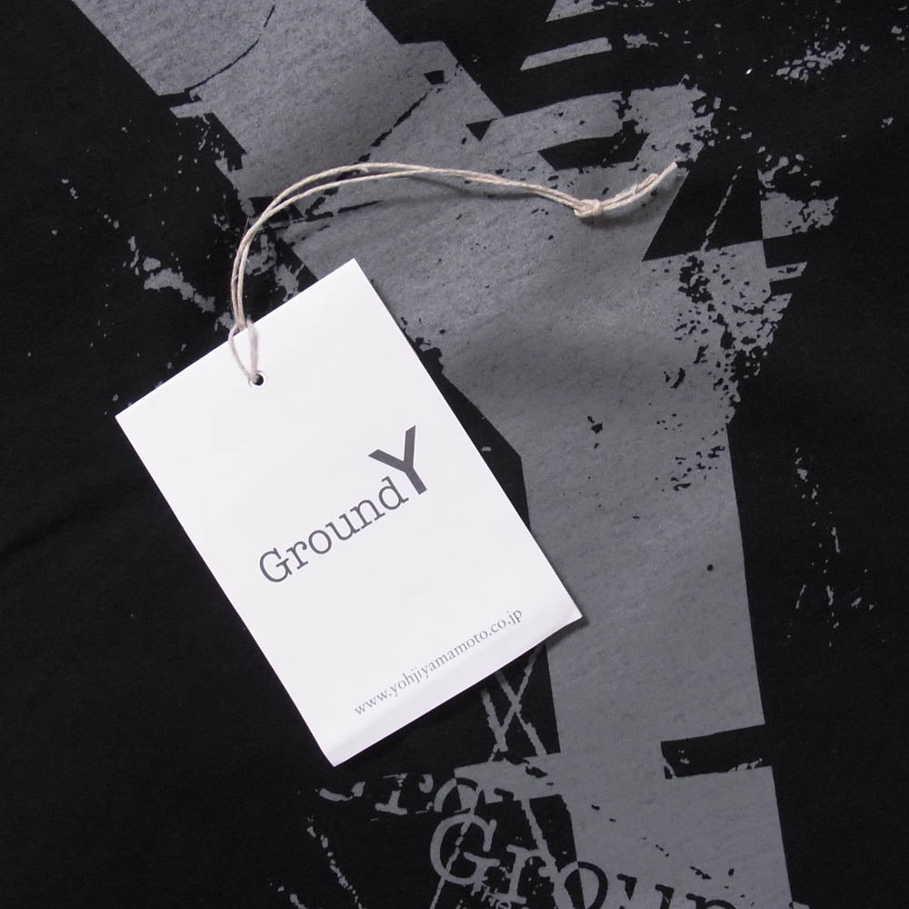 Yohji Yamamoto ヨウジヤマモト GL-T76-070 Ground Y グラウンドワイ COTTON JERSEY LOGO GRAPHIC T-SHIRT コットンジャージー グラフィック プリント 半袖 Tシャツ カットソー ブラック系 3【美品】【中古】