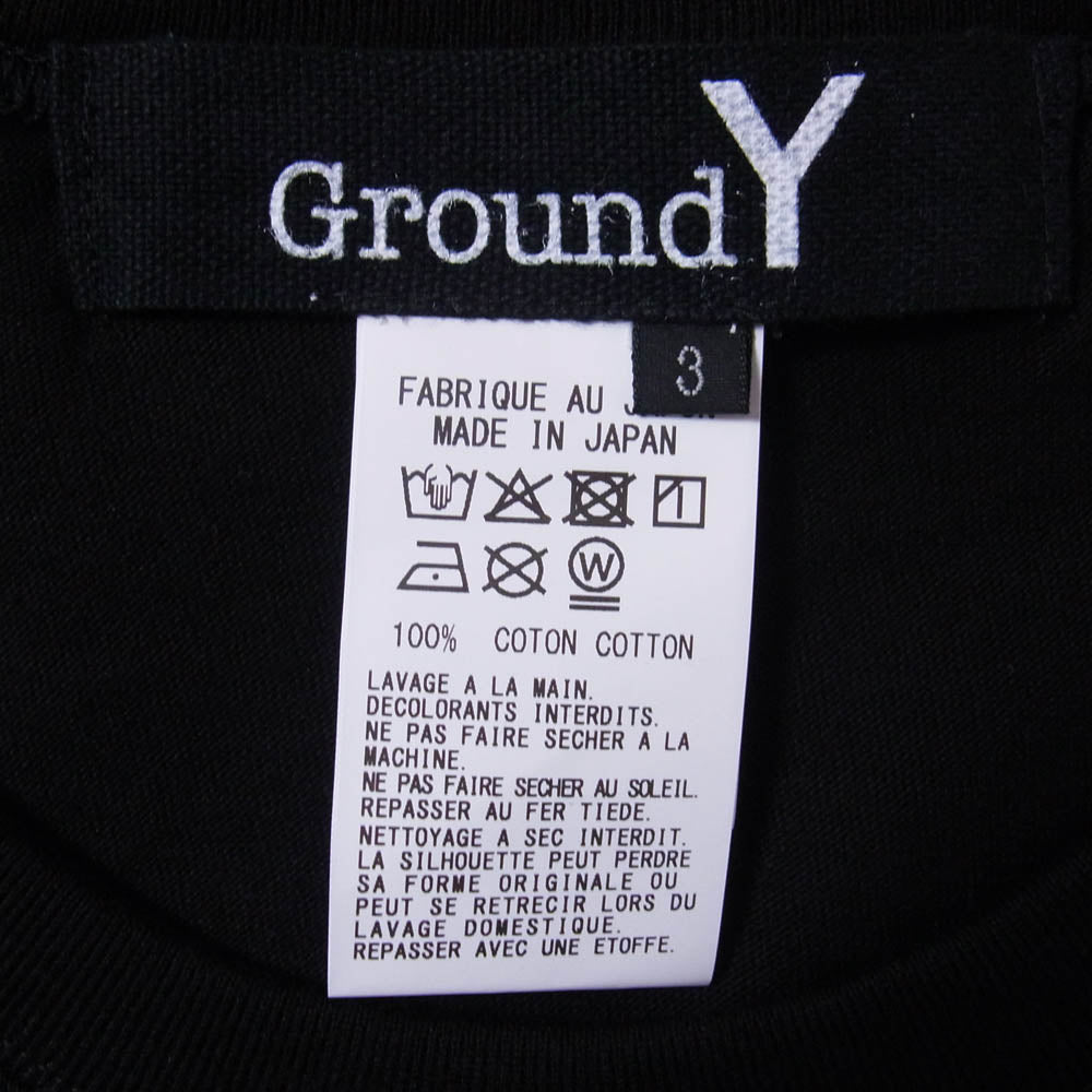 Yohji Yamamoto ヨウジヤマモト GL-T76-070 Ground Y グラウンドワイ COTTON JERSEY LOGO GRAPHIC T-SHIRT コットンジャージー グラフィック プリント 半袖 Tシャツ カットソー ブラック系 3【美品】【中古】