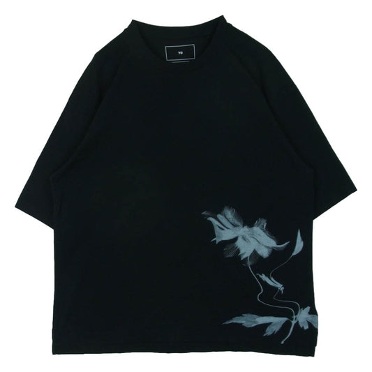 Y-3 Yohji Yamamoto ワイスリー ヨウジヤマモト IN4349 GFX SS TEE グラフィック フラワープリント ショートスリーブ 半袖 Tシャツ カットソー ブラック系 M【中古】