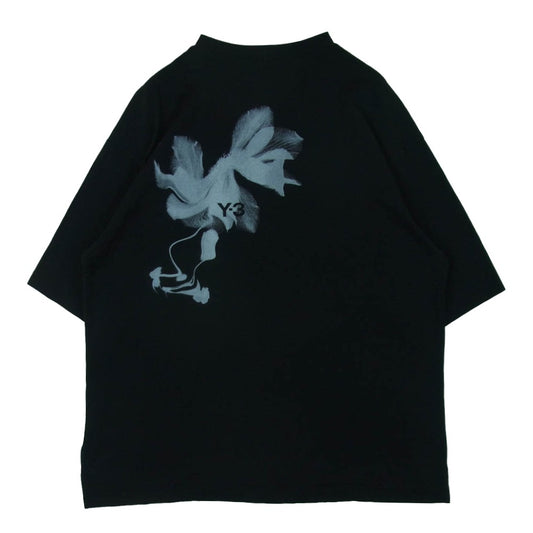 Y-3 Yohji Yamamoto ワイスリー ヨウジヤマモト IN4349 GFX SS TEE グラフィック フラワープリント ショートスリーブ 半袖 Tシャツ カットソー ブラック系 M【中古】
