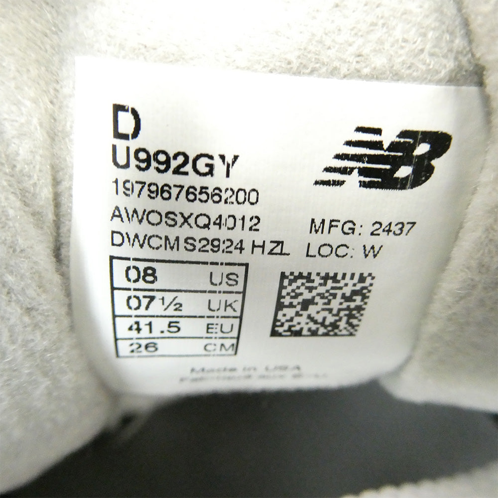 NEW BALANCE ニューバランス U992GY ローカット スニーカー グレー系 26cm【極上美品】【中古】