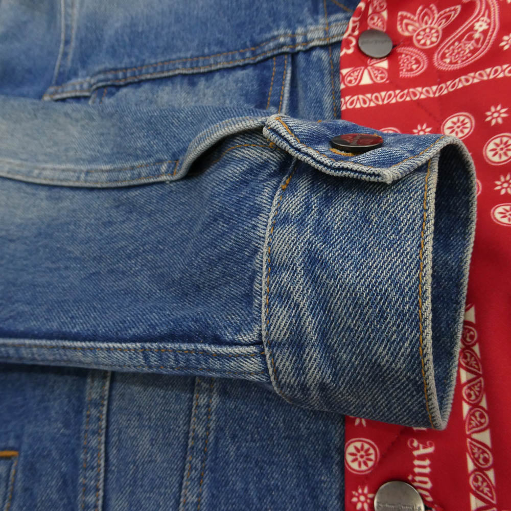 PALM ANGELS パームエンジェルス PMYE010E19343021 バンダナ ジャージ トラックジャケット ドッキング デニム スプリット ジャケット インディゴブルー系 レッド系 マルチカラー系 L【中古】