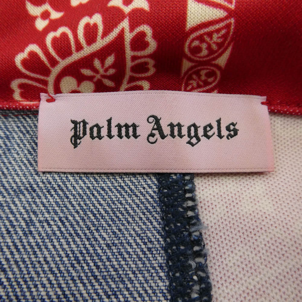 PALM ANGELS パームエンジェルス PMYE010E19343021 バンダナ ジャージ トラックジャケット ドッキング デニム スプリット ジャケット インディゴブルー系 レッド系 マルチカラー系 L【中古】