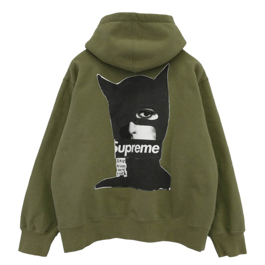 Supreme シュプリーム 23AW Catwoman Hooded Sweatshirt キャットウーマン プリント フーデッド スウェットシャツ プルオーバー パーカー カーキ系 マルチカラー系 M【中古】