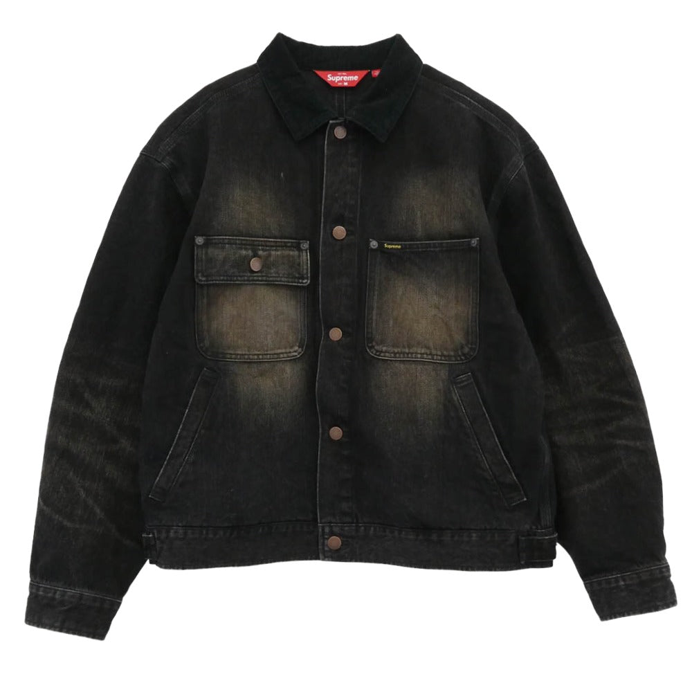 Supreme シュプリーム 25AW DISTRESSED SELVEDGE ディストレッスド セルヴィッチ トラッカージャケット デニムジャケット ブラック系 M【中古】