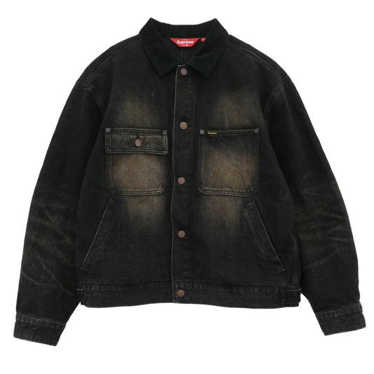 Supreme シュプリーム 25AW DISTRESSED SELVEDGE ディストレッスド セルヴィッチ トラッカージャケット デニムジャケット ブラック系 M【中古】