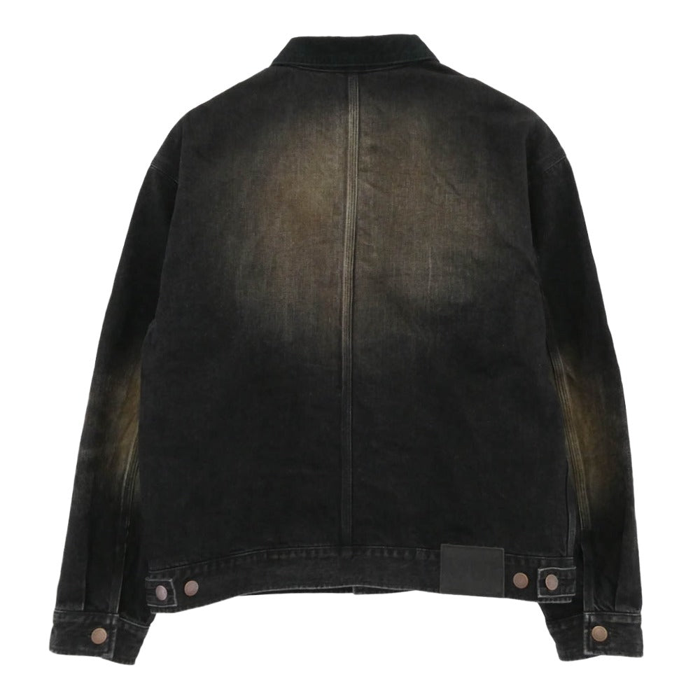 Supreme シュプリーム 25AW DISTRESSED SELVEDGE ディストレッスド セルヴィッチ トラッカージャケット デニムジャケット ブラック系 M【中古】