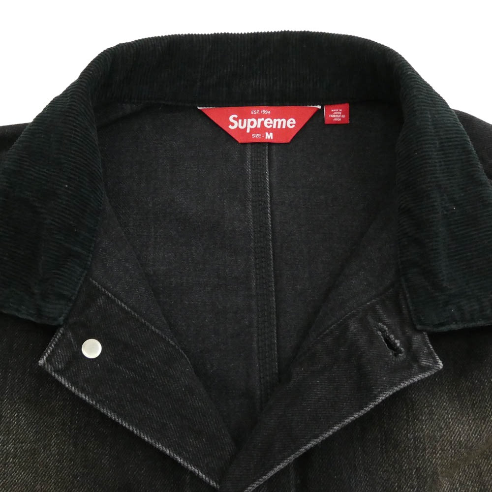 Supreme シュプリーム 25AW DISTRESSED SELVEDGE ディストレッスド セルヴィッチ トラッカージャケット デニムジャケット ブラック系 M【中古】