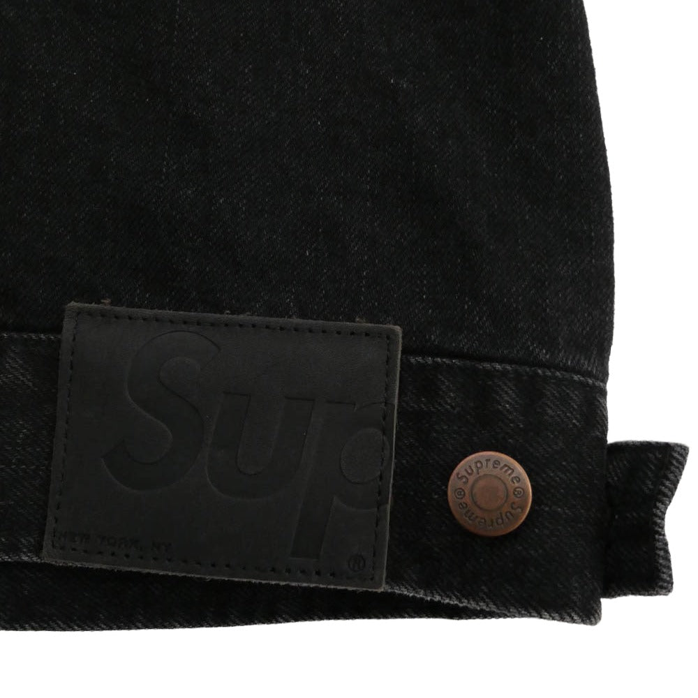 Supreme シュプリーム 25AW DISTRESSED SELVEDGE ディストレッスド セルヴィッチ トラッカージャケット デニムジャケット ブラック系 M【中古】
