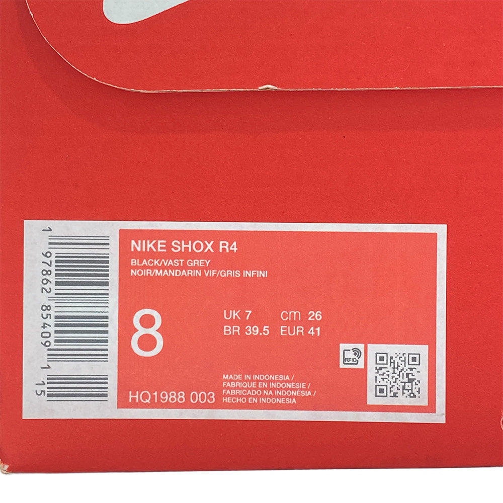 NIKE ナイキ HQ1988-003 Shox R4 Black Bright Mandarin ショックス ブラック ブライト マンダリン ローカット スニーカー シルバー系 ブラック系 オレンジ系 26cm【中古】