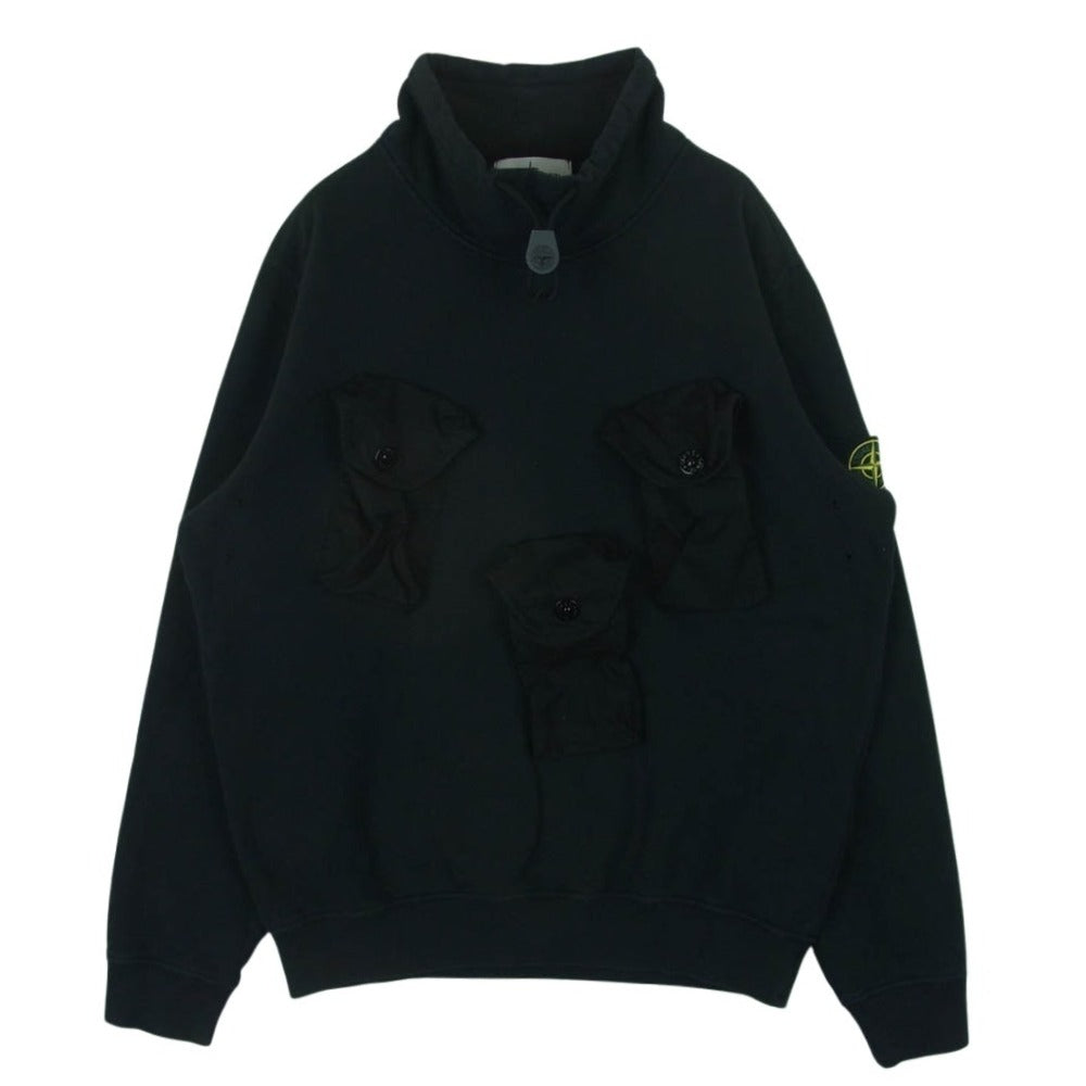 STONE ISLAND ストーンアイランド 751560519 Multi Pocket Detail Mock Neck Sweat マルチポケット スウェット トレーナー ブラック系 L【中古】