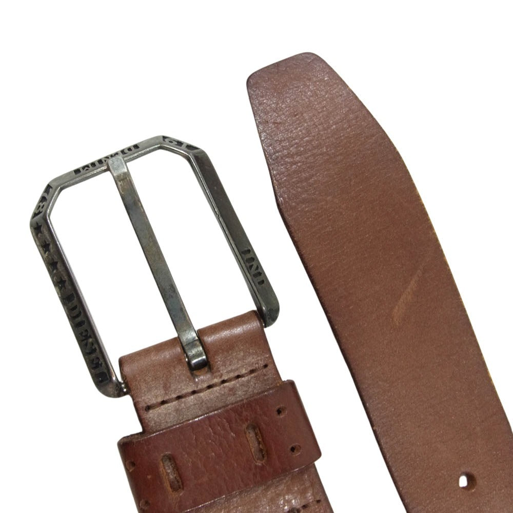 DIESEL ディーゼル レザー ベルト ブラウン系 34【中古】