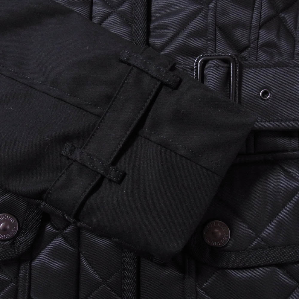 BURBERRY LONDON バーバリー ロンドン 8038326 2021 Future Archive カプセルコレクション 裏地ノバチェック 襟コーデュロイ キルティング切替 ベルテッド ハーフコート ジャケット ブラック系 40【中古】