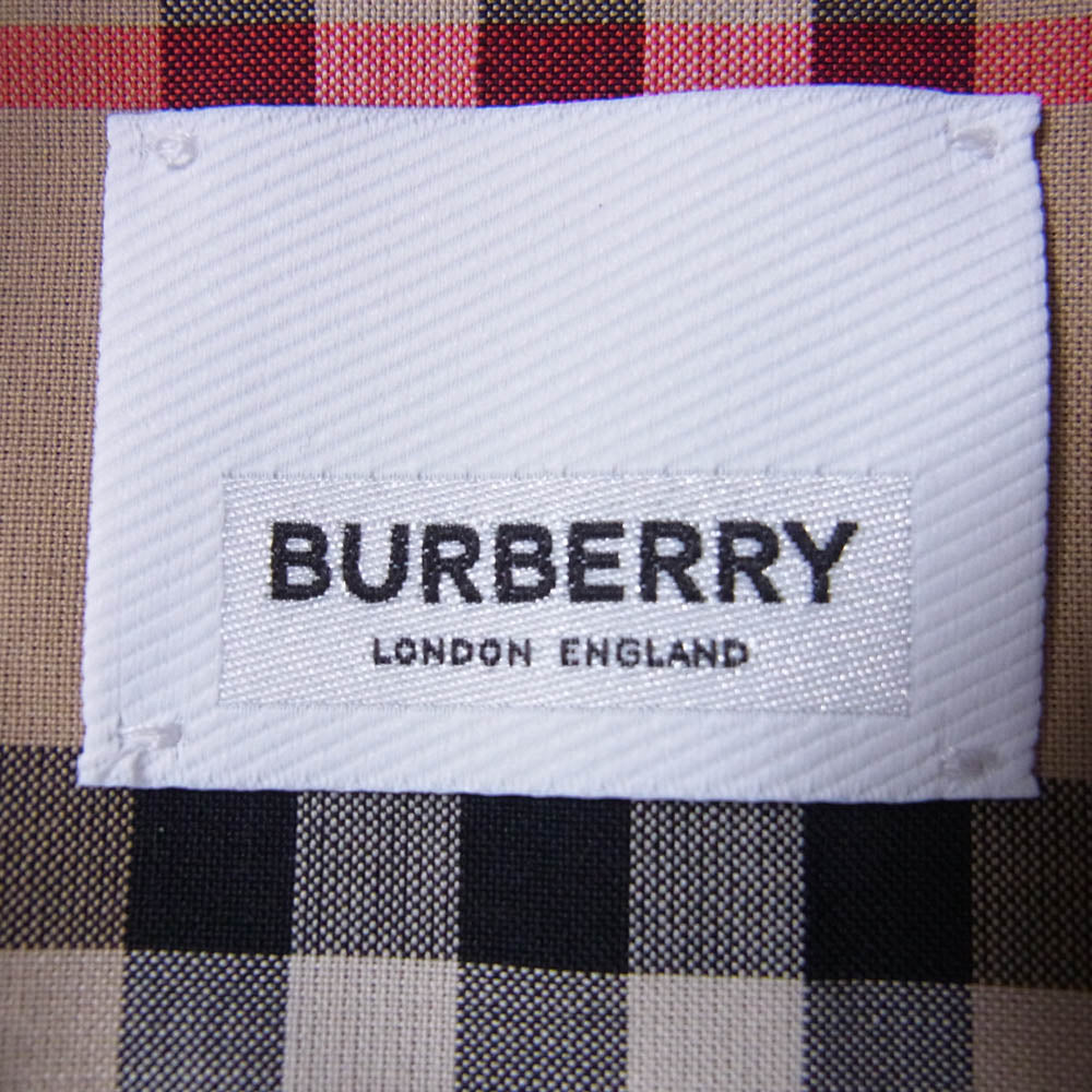 BURBERRY LONDON バーバリー ロンドン 8038326 2021 Future Archive カプセルコレクション 裏地ノバチェック 襟コーデュロイ キルティング切替 ベルテッド ハーフコート ジャケット ブラック系 40【中古】