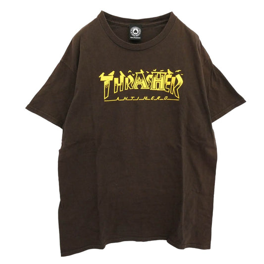 THRASHER スラッシャー ANTIHERO PIGEON MAG アンタイヒーロー ロゴプリント 半袖 Tシャツ ブラウン系 L【中古】