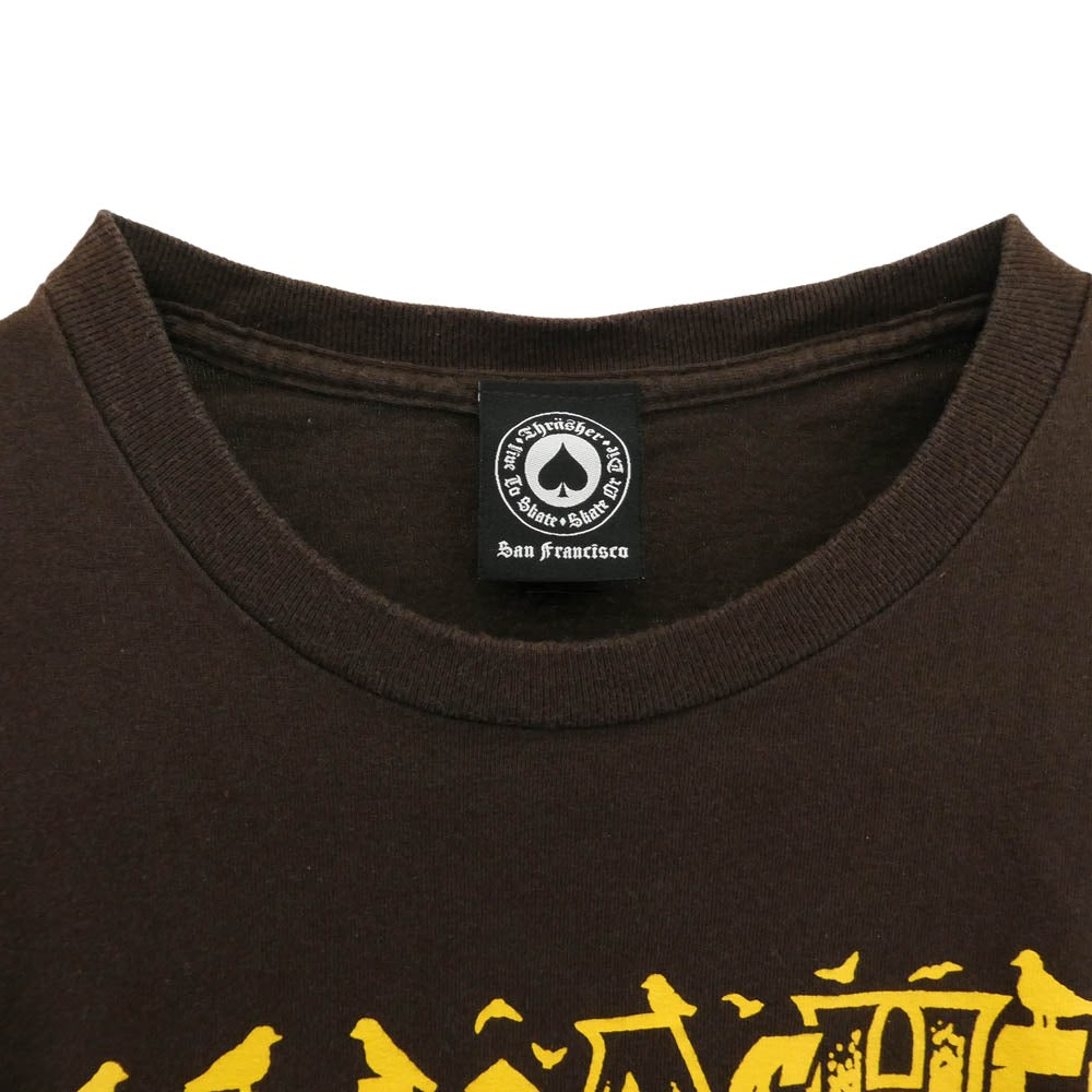 THRASHER スラッシャー ANTIHERO PIGEON MAG アンタイヒーロー ロゴプリント 半袖 Tシャツ ブラウン系 L【中古】