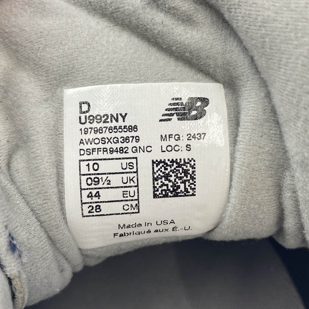 NEW BALANCE ニューバランス U992NY MADE IN USA 米国製 スエード メッシュ スニーカー ネイビー系 グレー系 28cm【中古】