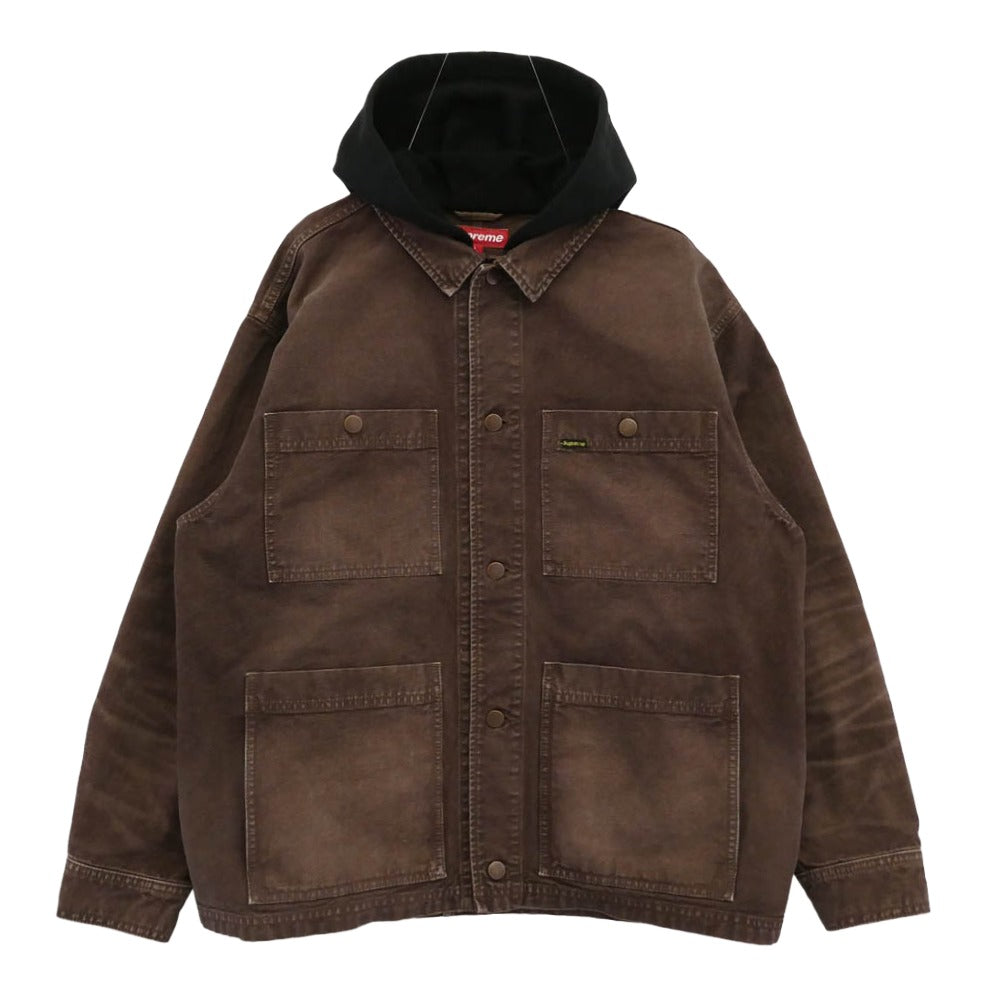 Supreme シュプリーム 25SS Worn Hooded Chore Coat ウォーんフーデッド チョアコート ブラウン系 ブラック系 L【中古】