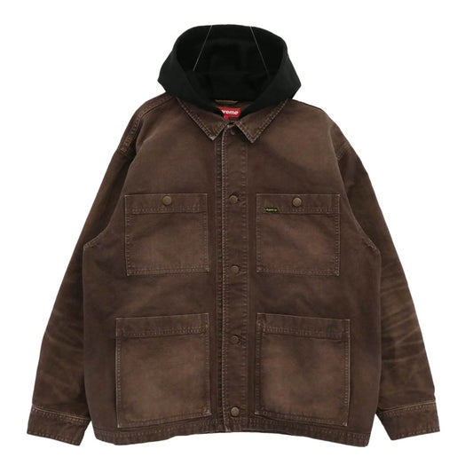 Supreme シュプリーム 25SS Worn Hooded Chore Coat ウォーんフーデッド チョアコート ブラウン系 ブラック系 L【中古】
