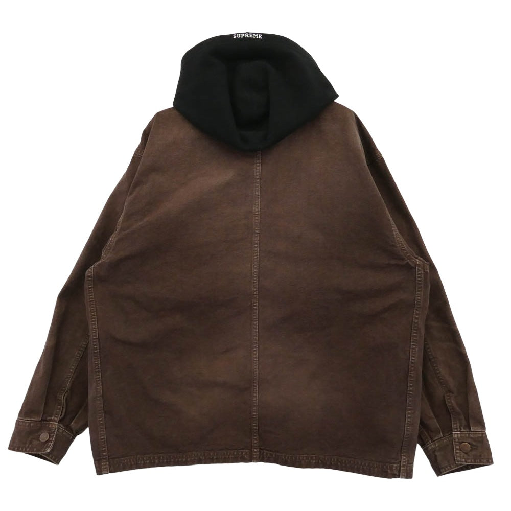 Supreme シュプリーム 25SS Worn Hooded Chore Coat ウォーんフーデッド チョアコート ブラウン系 ブラック系 L【中古】