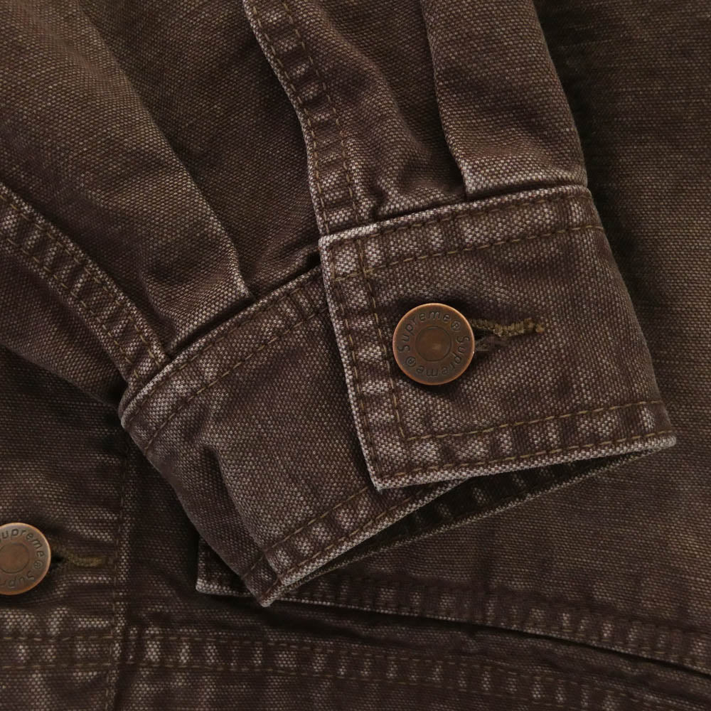 Supreme シュプリーム 25SS Worn Hooded Chore Coat ウォーんフーデッド チョアコート ブラウン系 ブラック系 L【中古】