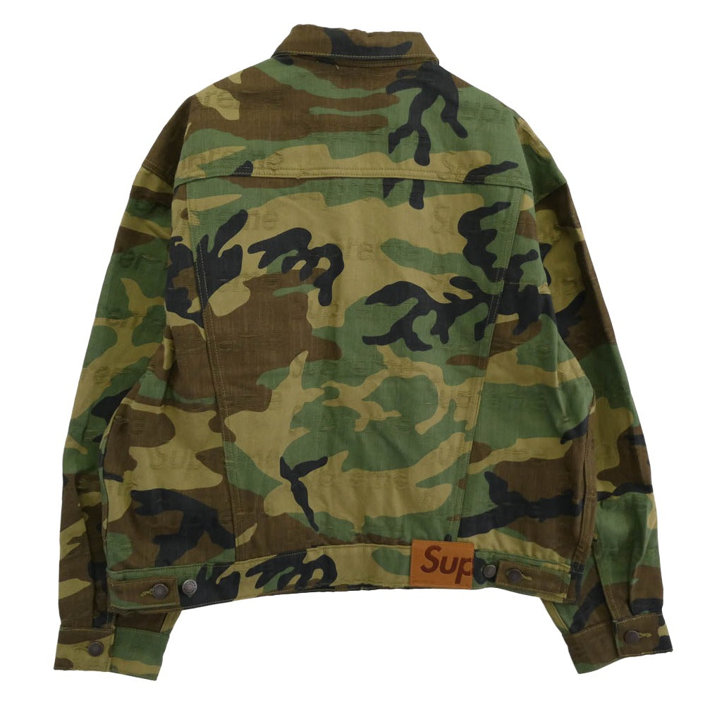 Supreme シュプリーム 25AW Jacquard Logos Denim Trucker Jacket ジャカードロゴ カモフラ デニム トラッカー ジャケット カモフラージュ系 L【極上美品】【中古】